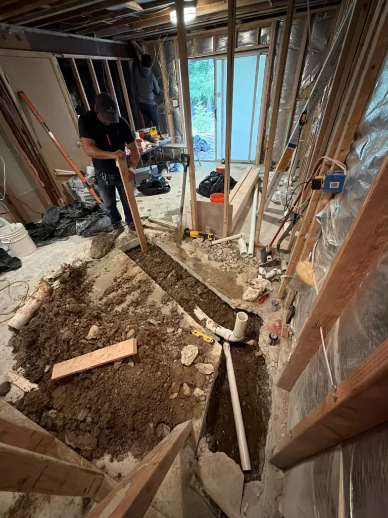 Trenching the slab for new plumbing